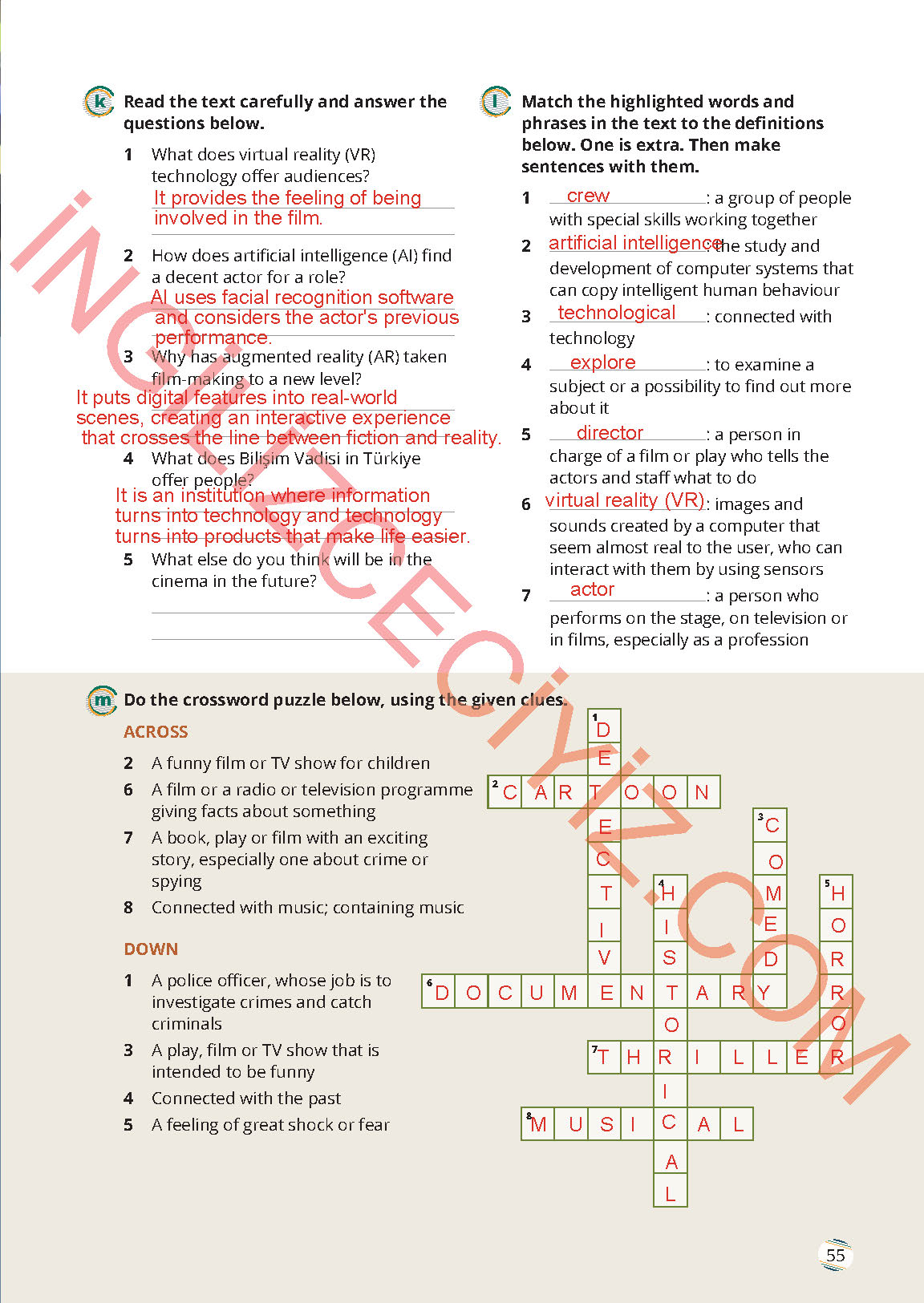 9. Sınıf Meb Yayınları İngilizce Çalışma Kitabı Sayfa 55 Cevapları