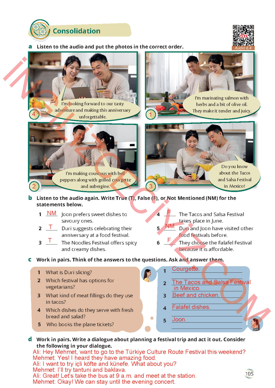 9. Sınıf Meb Yayınları İngilizce Ders Kitabı Sayfa 105 Cevapları