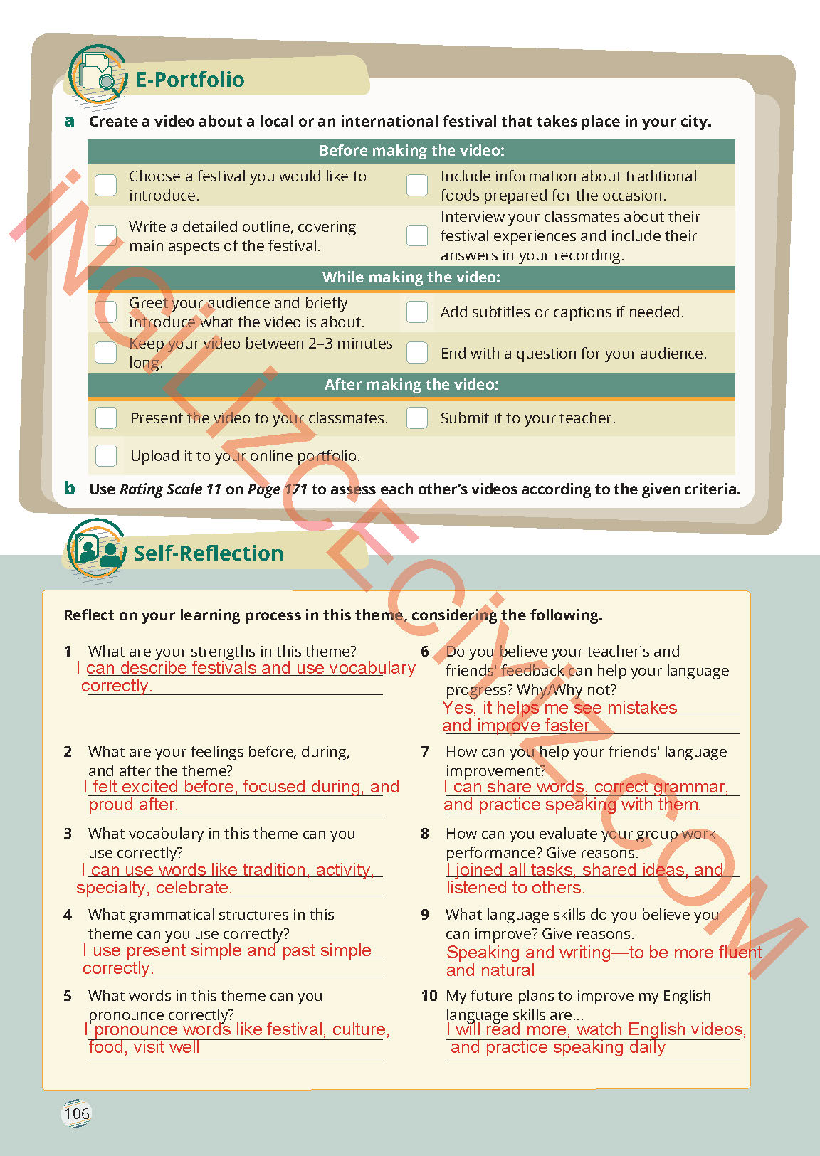 9. Sınıf Meb Yayınları İngilizce Ders Kitabı Sayfa 106 Cevapları