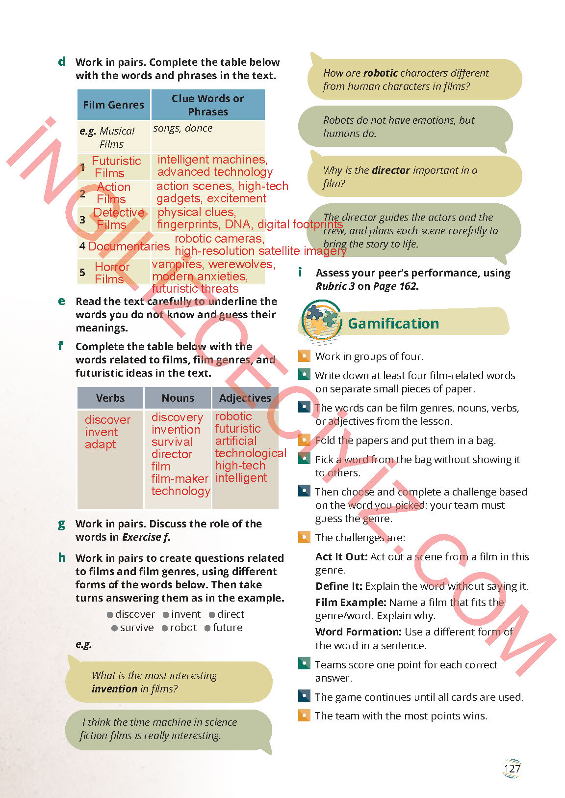 9. Sınıf Meb Yayınları İngilizce Ders Kitabı Sayfa 127 Cevapları