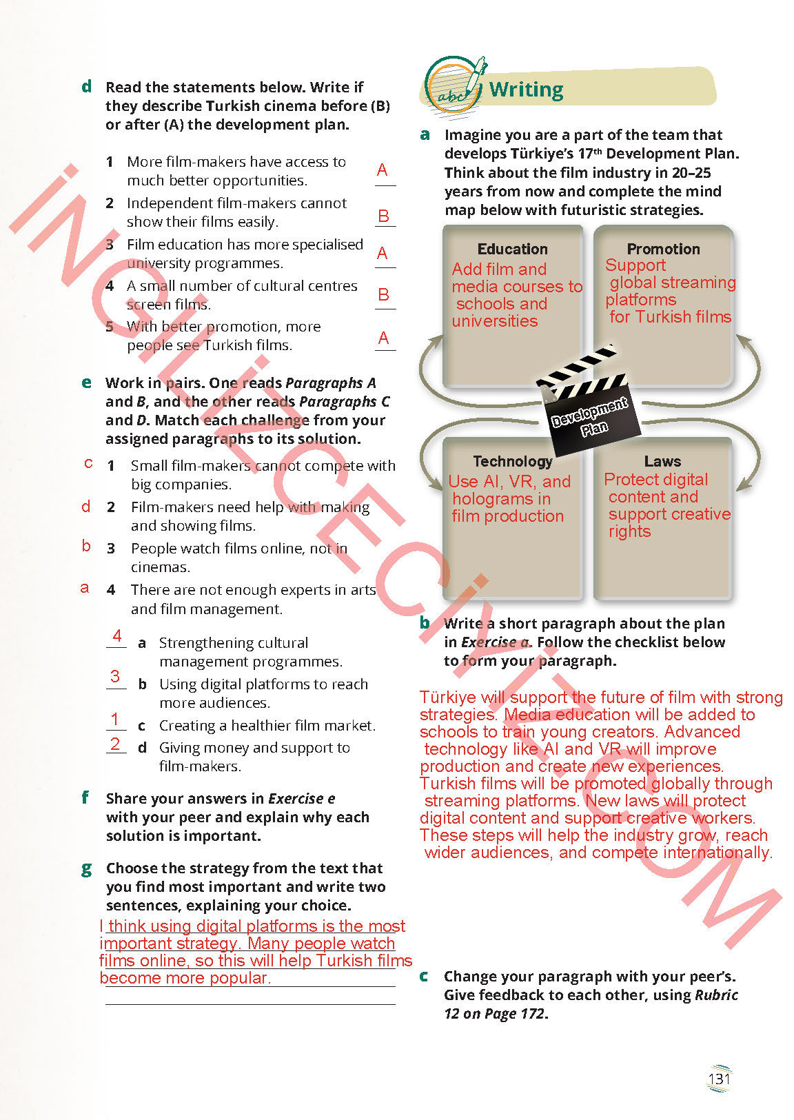 9. Sınıf Meb Yayınları İngilizce Ders Kitabı Sayfa 131 Cevapları