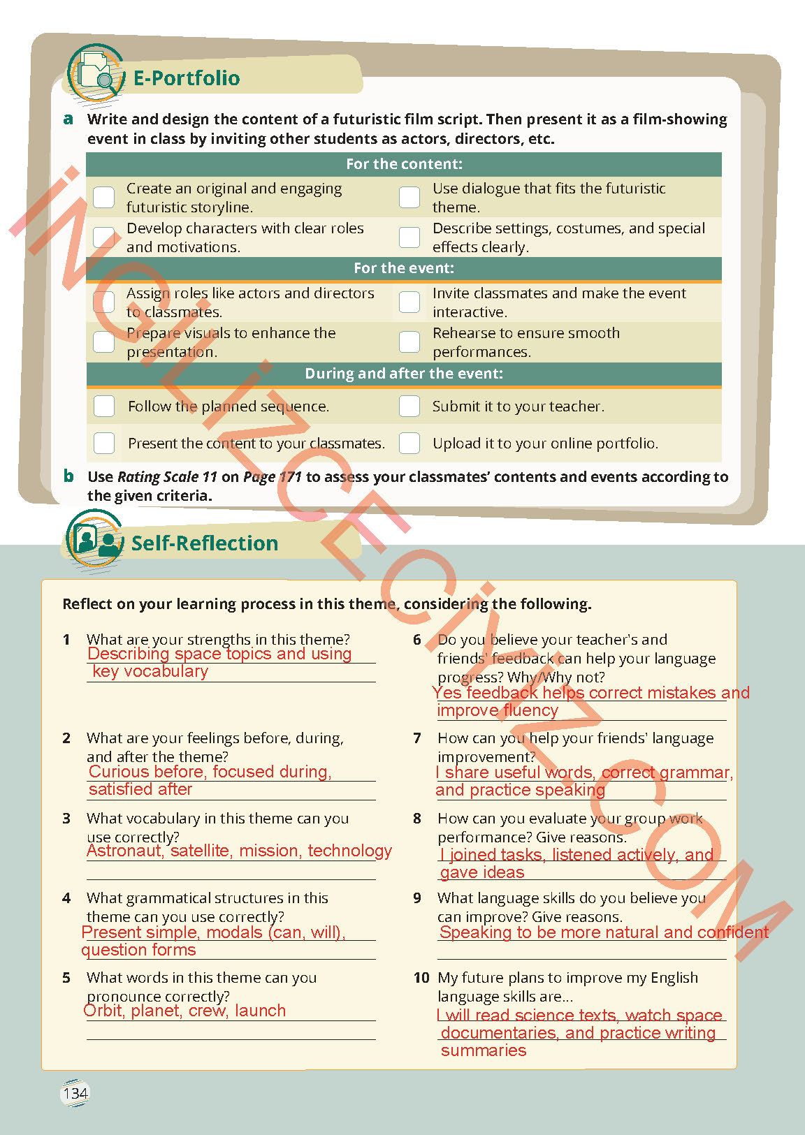 9. Sınıf Meb Yayınları İngilizce Ders Kitabı Sayfa 134 Cevapları