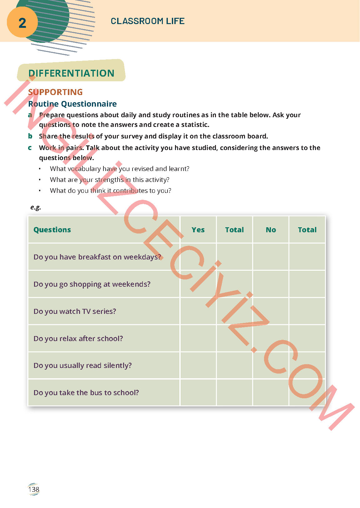 9. Sınıf Meb Yayınları İngilizce Ders Kitabı Sayfa 138 Cevapları