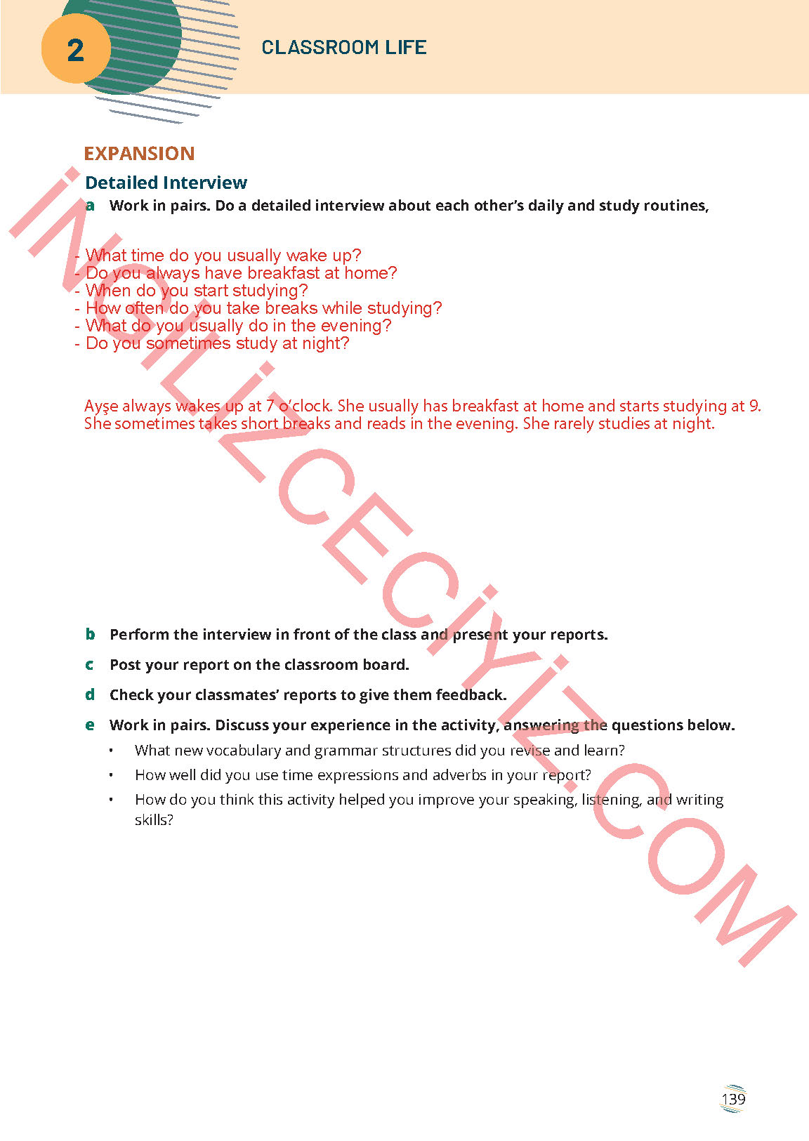 9. Sınıf Meb Yayınları İngilizce Ders Kitabı Sayfa 139 Cevapları