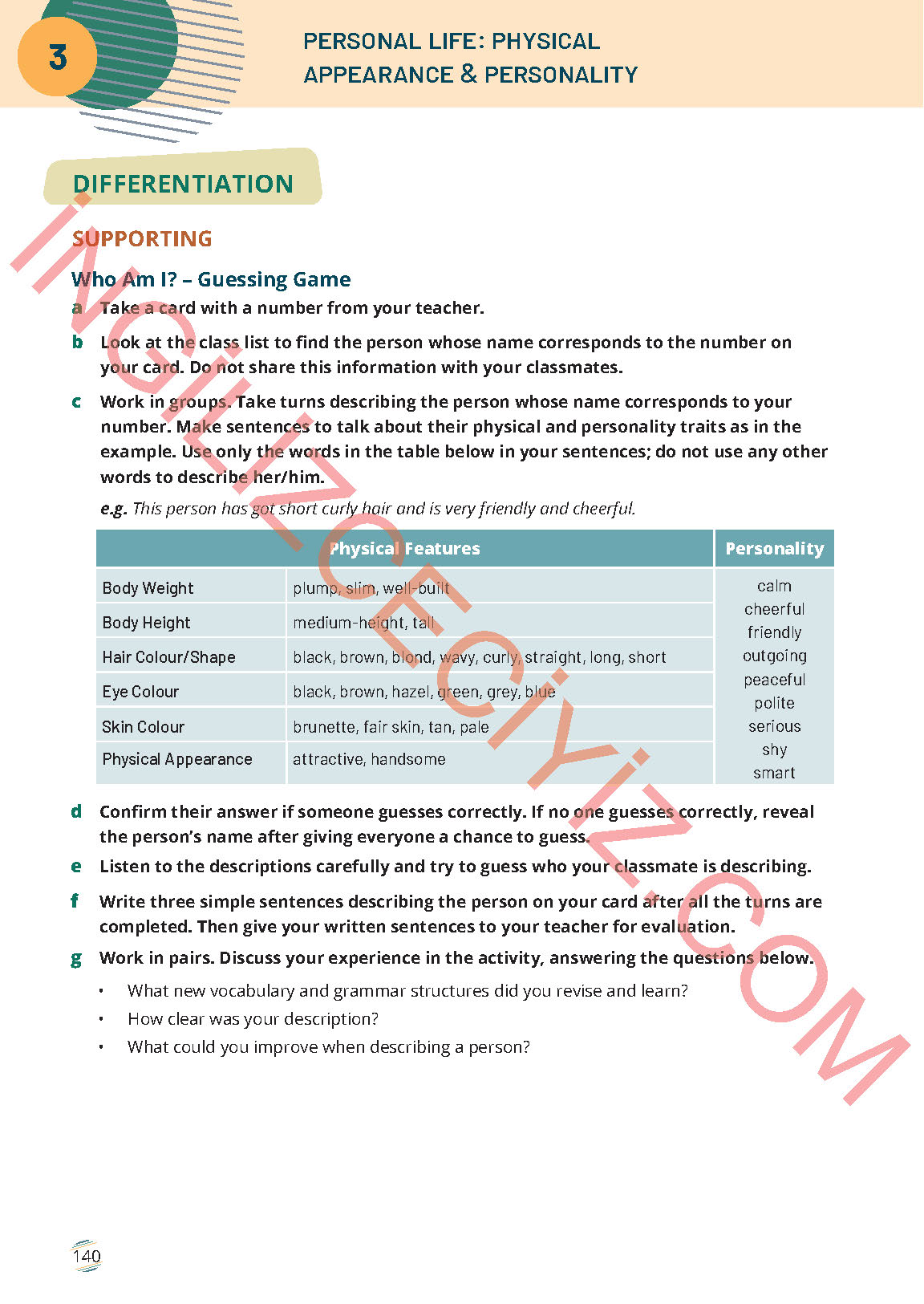 9. Sınıf Meb Yayınları İngilizce Ders Kitabı Sayfa 140 Cevapları
