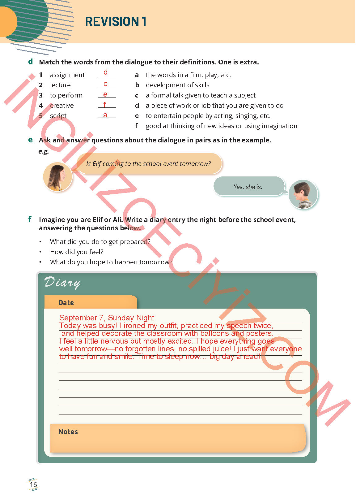 9. Sınıf Meb Yayınları İngilizce Ders Kitabı Sayfa 16 Cevapları