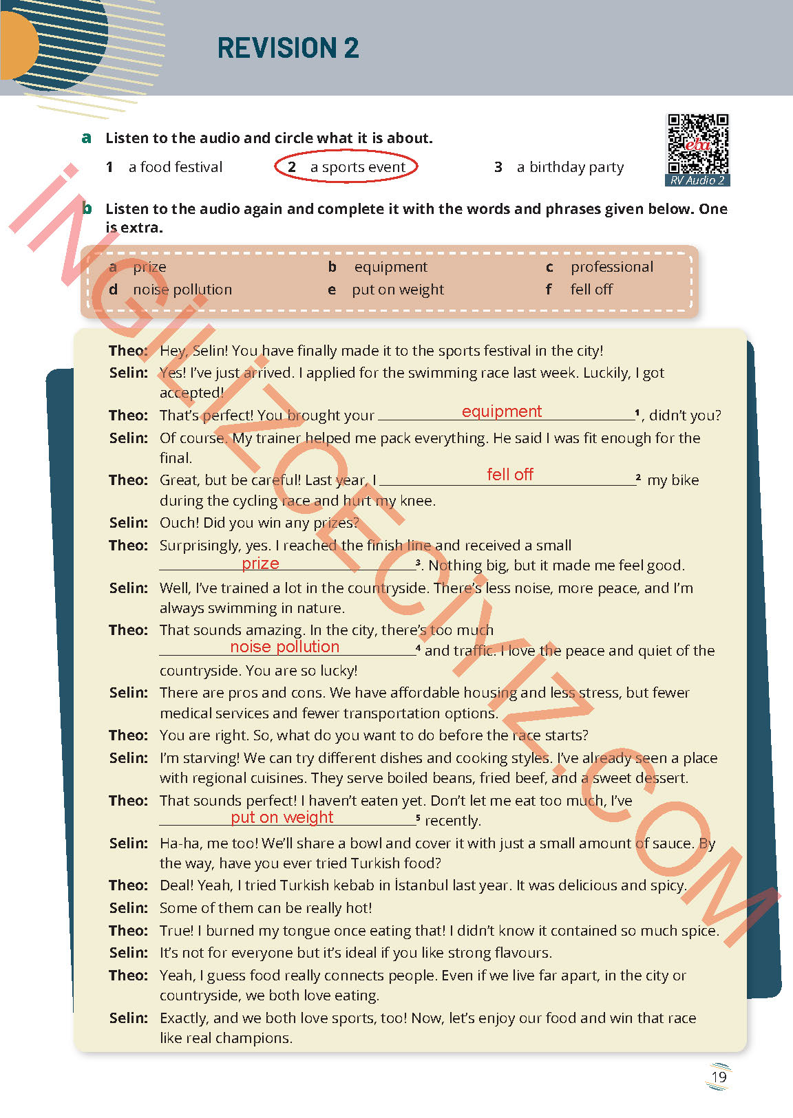 9. Sınıf Meb Yayınları İngilizce Ders Kitabı Sayfa 19 Cevapları