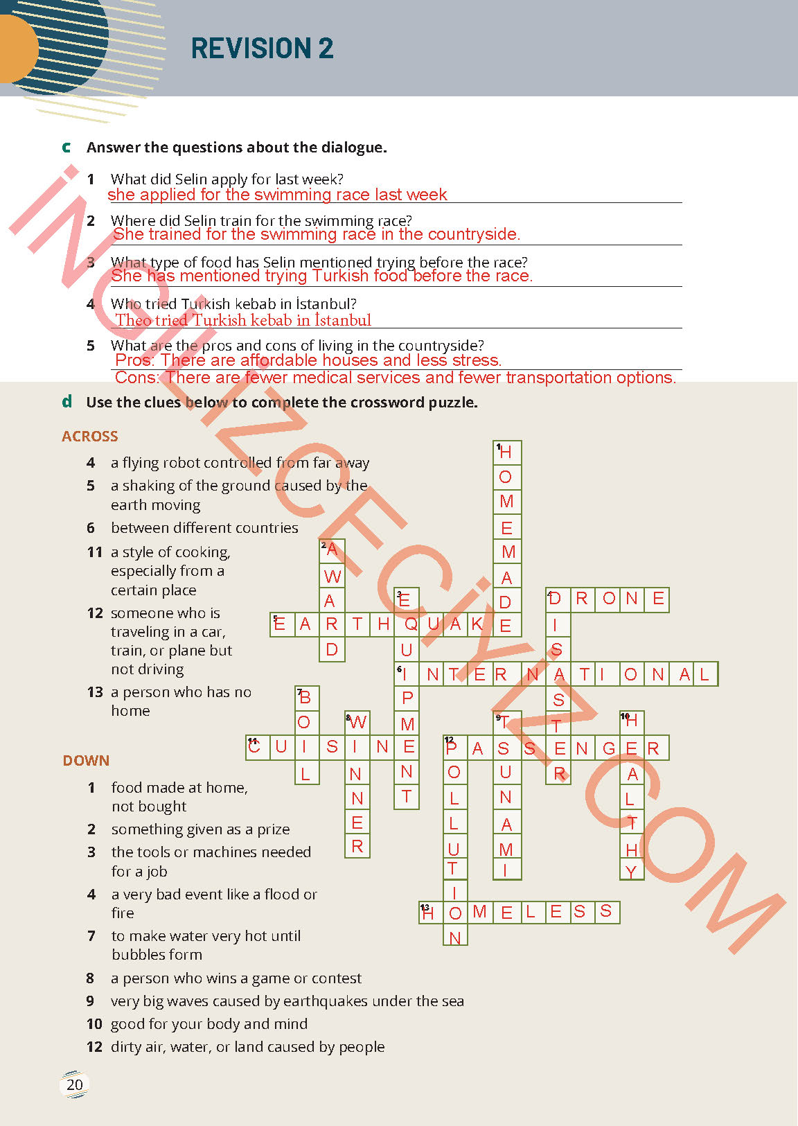 9. Sınıf Meb Yayınları İngilizce Ders Kitabı Sayfa 20 Cevapları