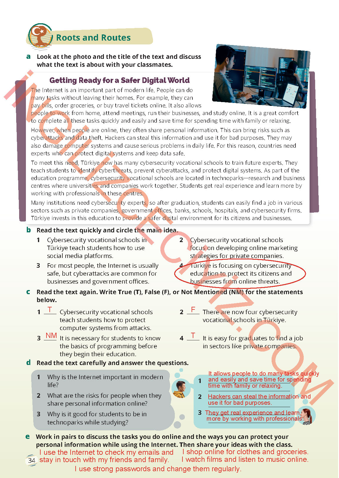 9. Sınıf Meb Yayınları İngilizce Ders Kitabı Sayfa 34 Cevapları