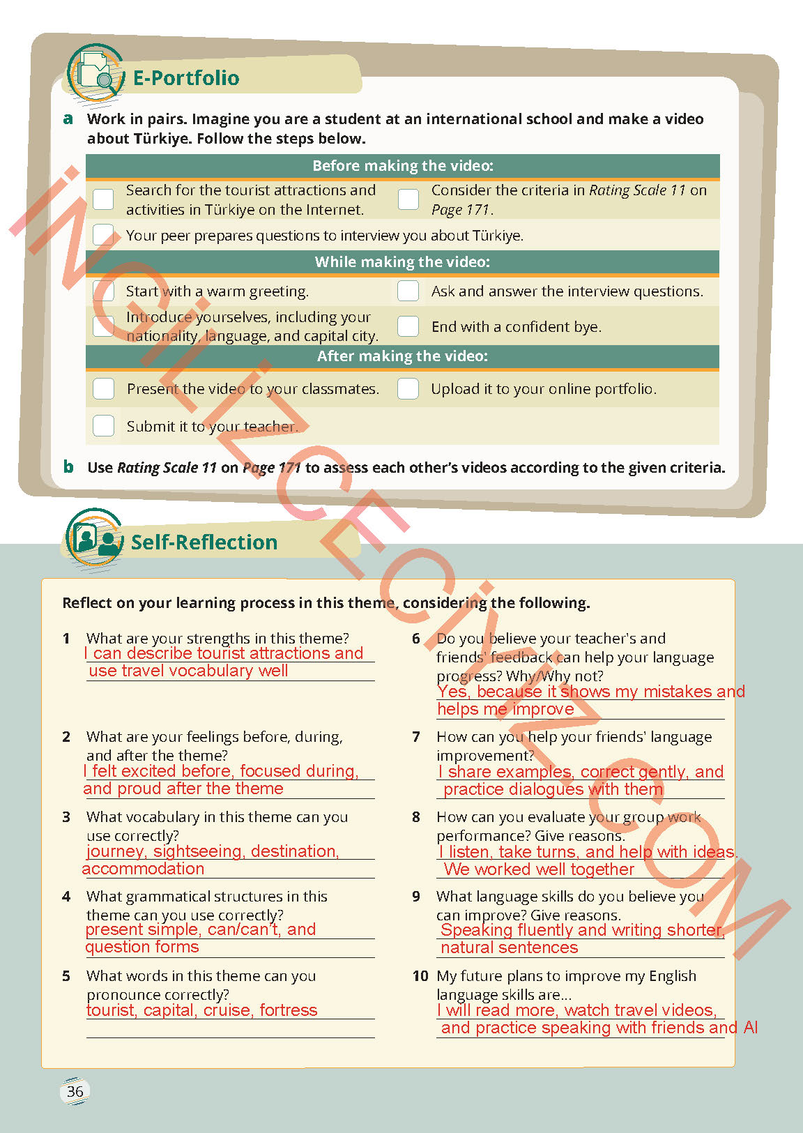 9. Sınıf Meb Yayınları İngilizce Ders Kitabı Sayfa 36 Cevapları