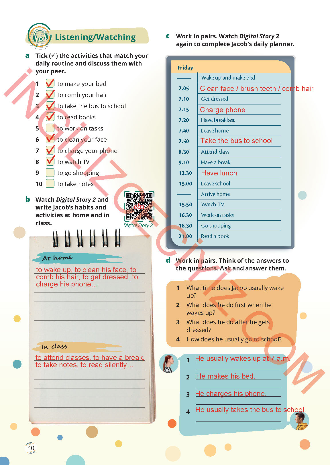 9. Sınıf Meb Yayınları İngilizce Ders Kitabı Sayfa 40 Cevapları