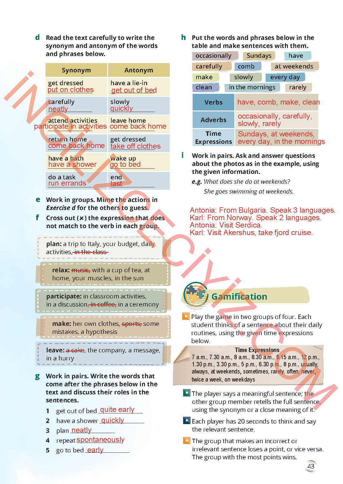 9. Sınıf Meb Yayınları İngilizce Ders Kitabı Sayfa 43 Cevapları