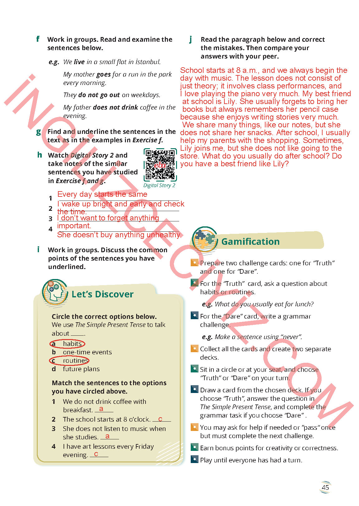 9. Sınıf Meb Yayınları İngilizce Ders Kitabı Sayfa 45 Cevapları