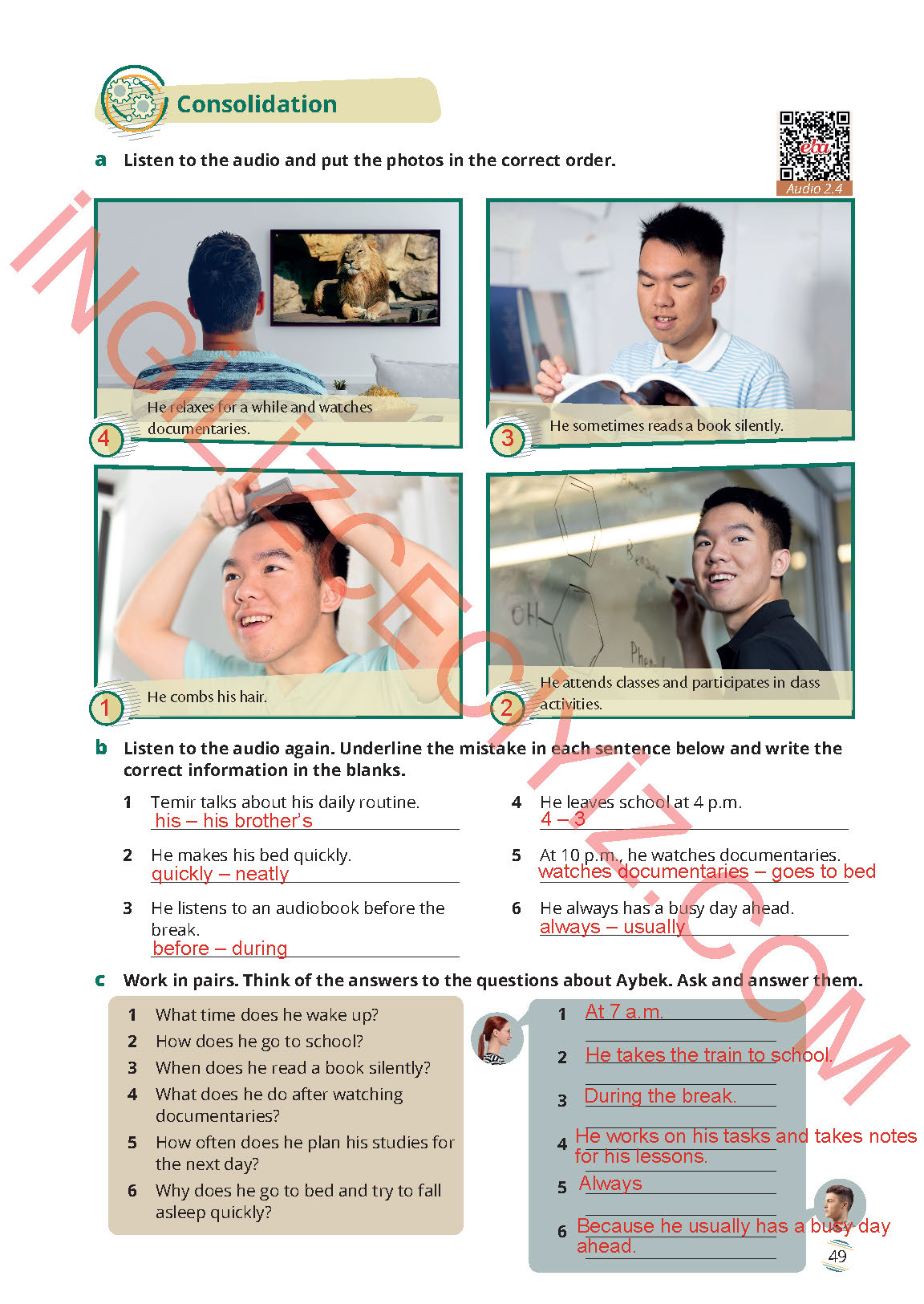 9. Sınıf Meb Yayınları İngilizce Ders Kitabı Sayfa 49 Cevapları