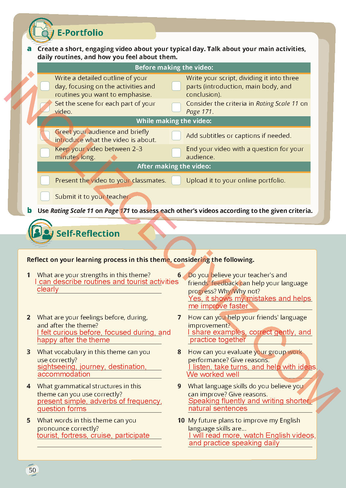 9. Sınıf Meb Yayınları İngilizce Ders Kitabı Sayfa 50 Cevapları