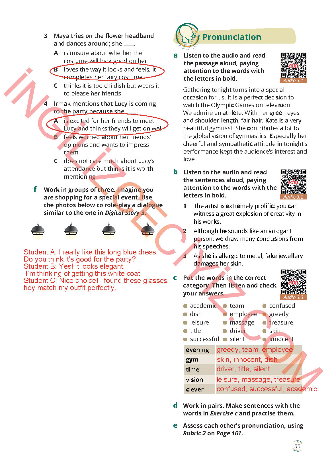 9. Sınıf Meb Yayınları İngilizce Ders Kitabı Sayfa 55 Cevapları