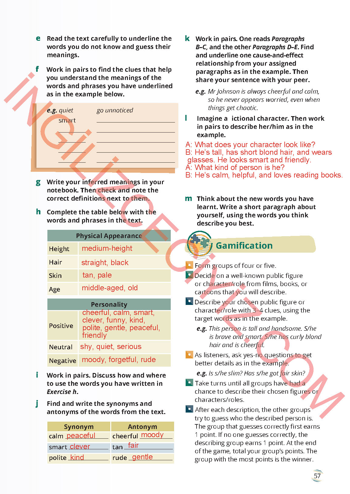 9. Sınıf Meb Yayınları İngilizce Ders Kitabı Sayfa 57 Cevapları