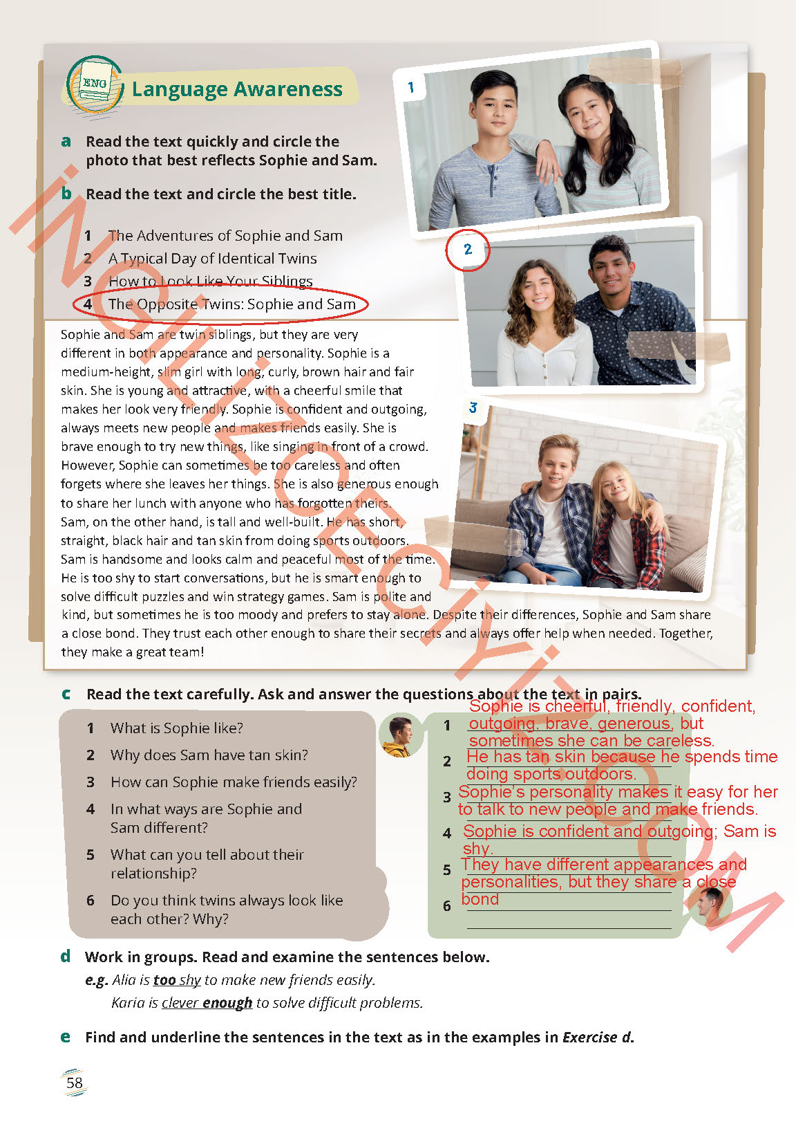 9. Sınıf Meb Yayınları İngilizce Ders Kitabı Sayfa 58 Cevapları