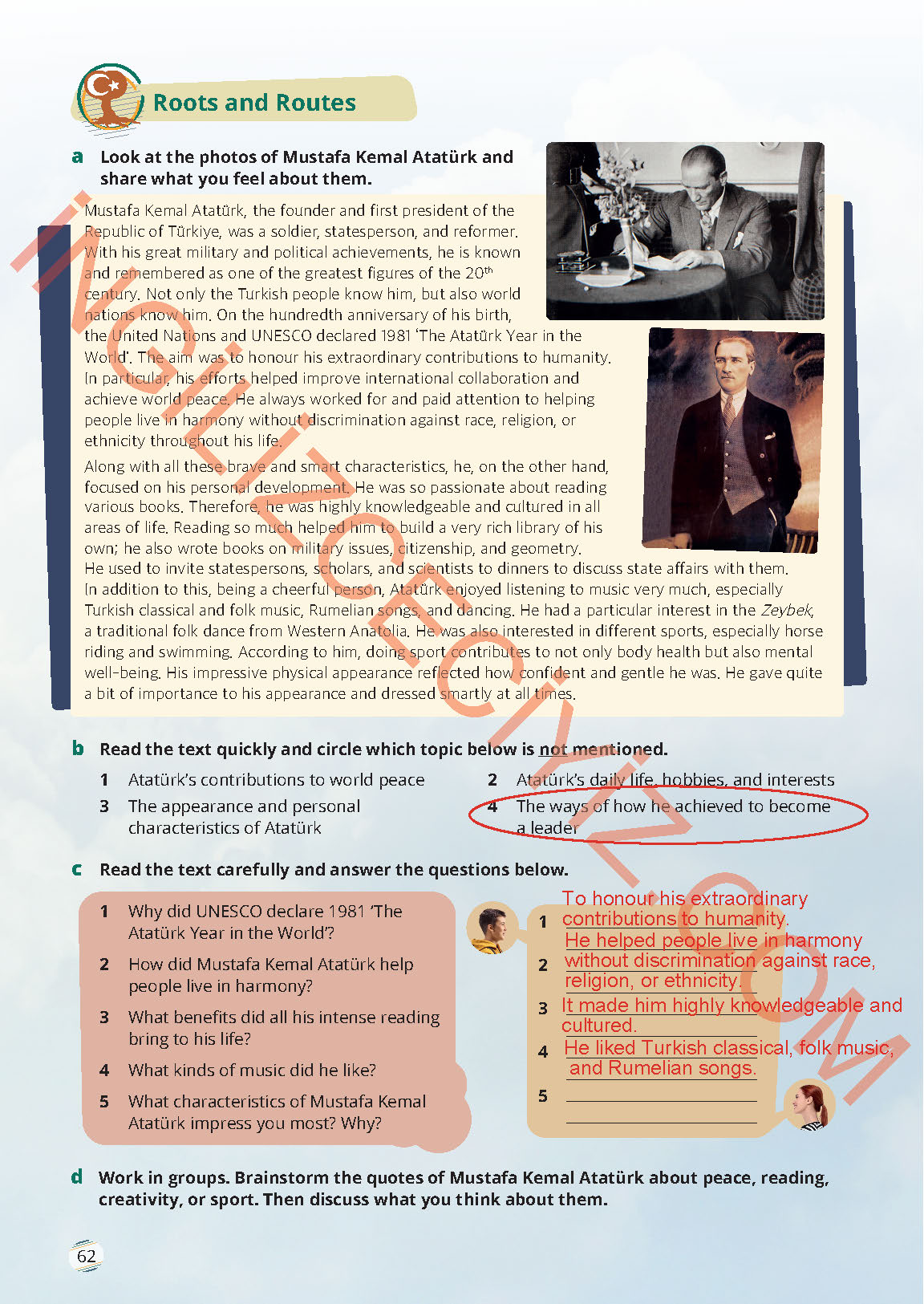 9. Sınıf Meb Yayınları İngilizce Ders Kitabı Sayfa 62 Cevapları