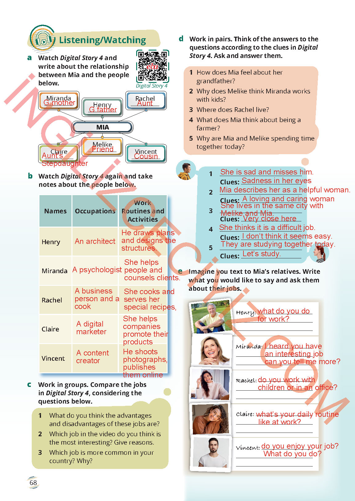 9. Sınıf Meb Yayınları İngilizce Ders Kitabı Sayfa 68 Cevapları