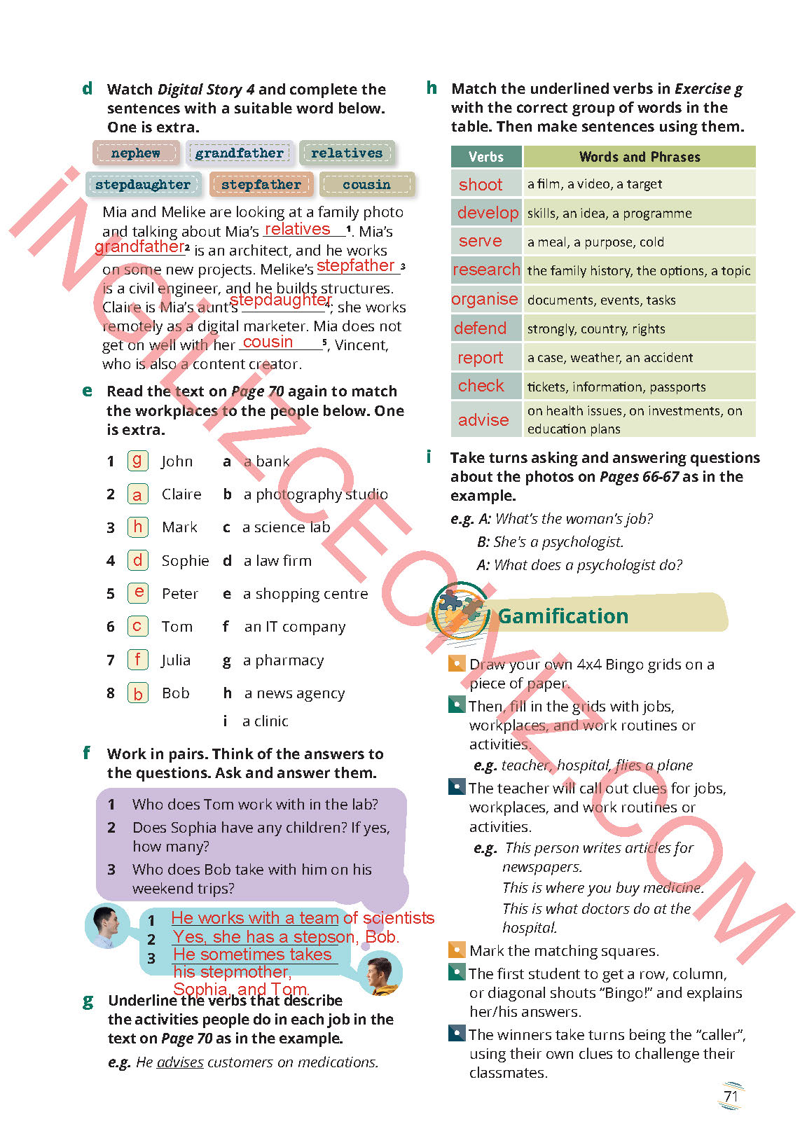 9. Sınıf Meb Yayınları İngilizce Ders Kitabı Sayfa 71 Cevapları