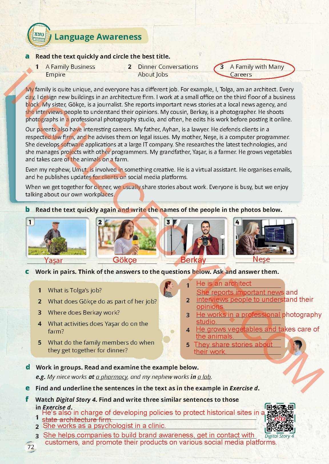 9. Sınıf Meb Yayınları İngilizce Ders Kitabı Sayfa 72 Cevapları