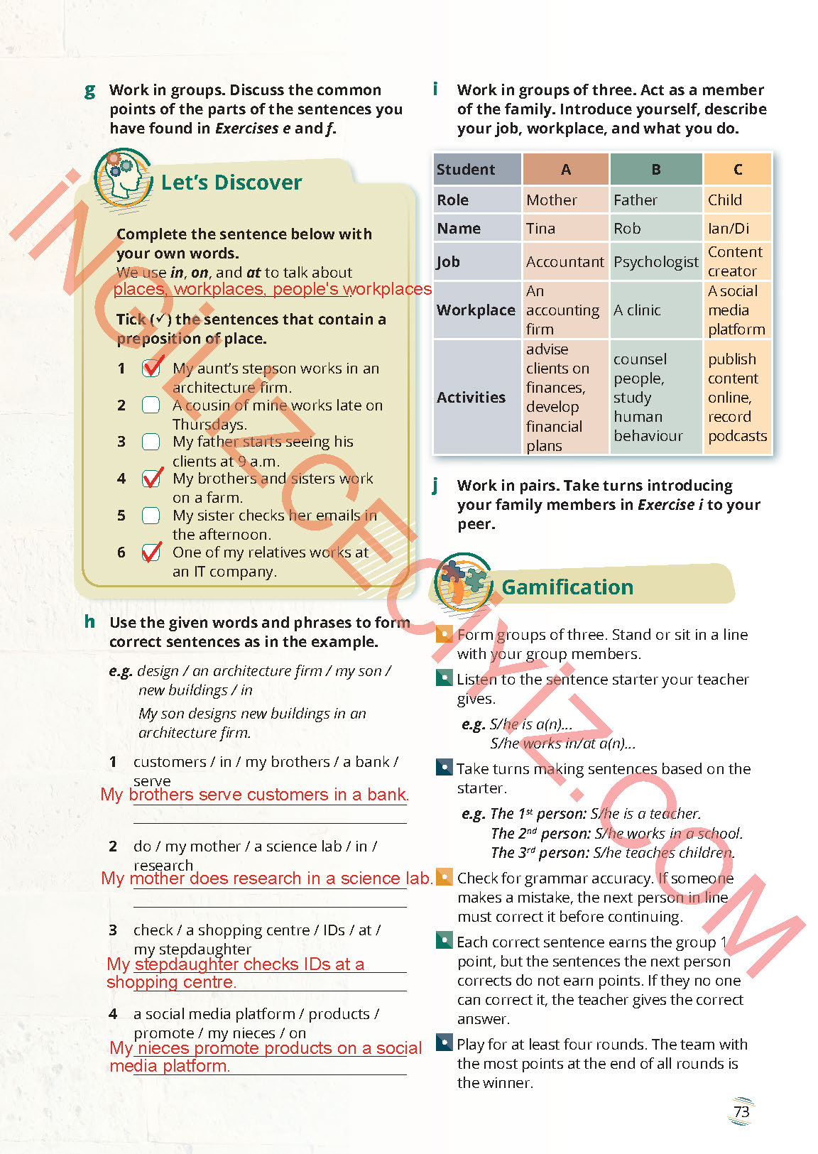 9. Sınıf Meb Yayınları İngilizce Ders Kitabı Sayfa 73 Cevapları