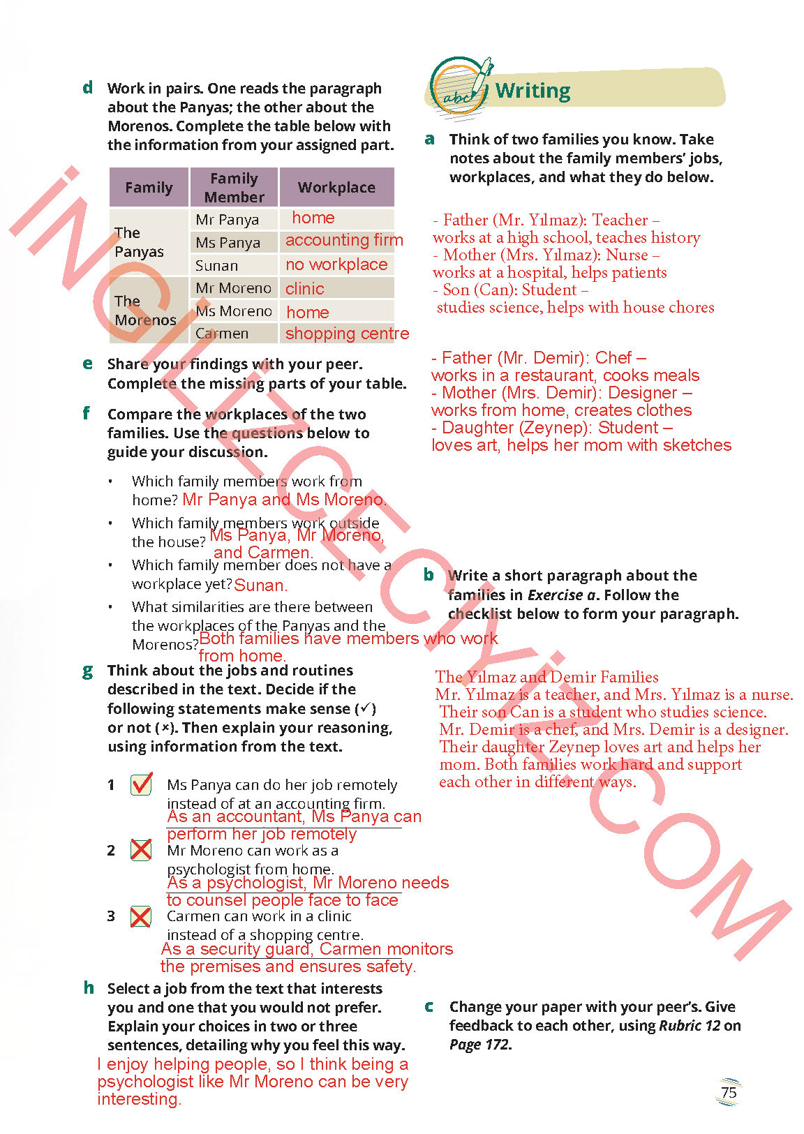 9. Sınıf Meb Yayınları İngilizce Ders Kitabı Sayfa 75 Cevapları