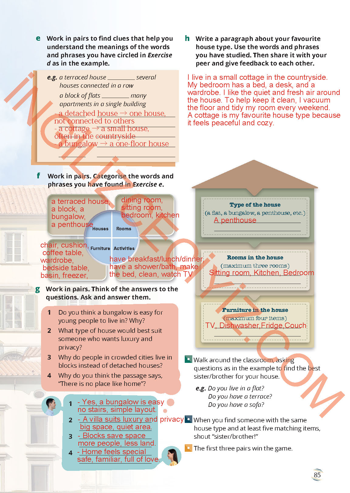 9. Sınıf Meb Yayınları İngilizce Ders Kitabı Sayfa 85 Cevapları
