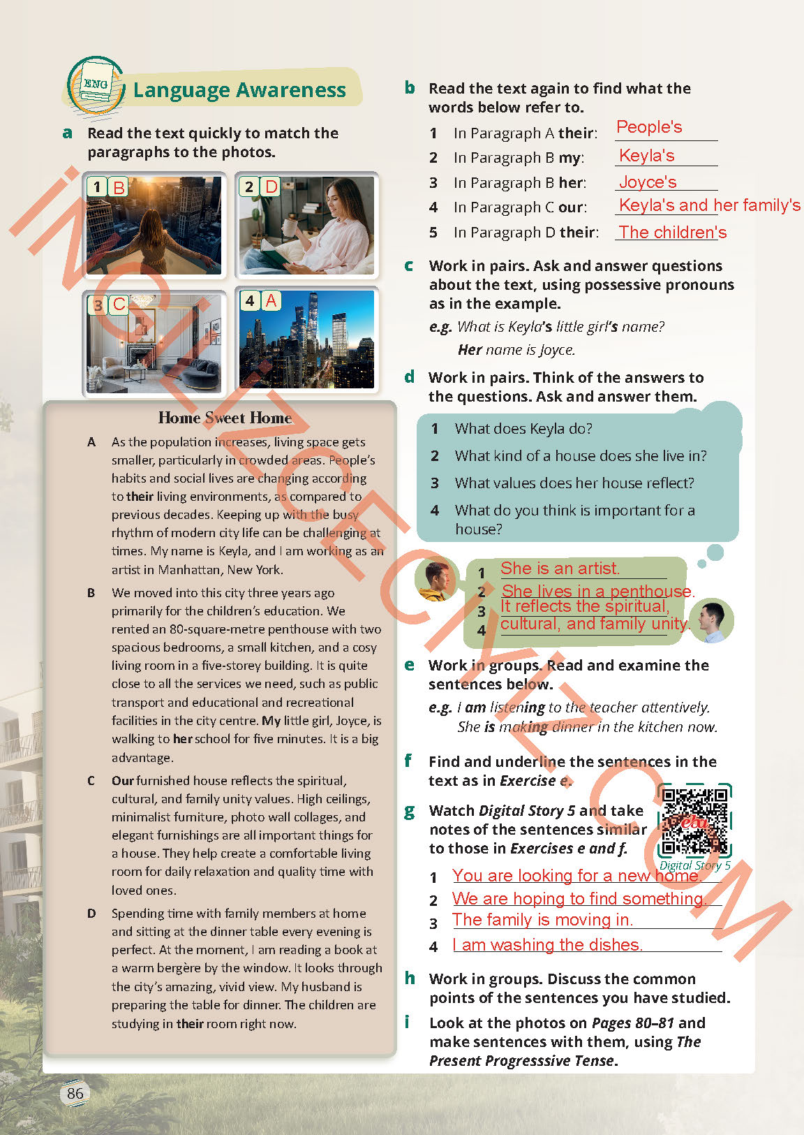 9. Sınıf Meb Yayınları İngilizce Ders Kitabı Sayfa 86 Cevapları