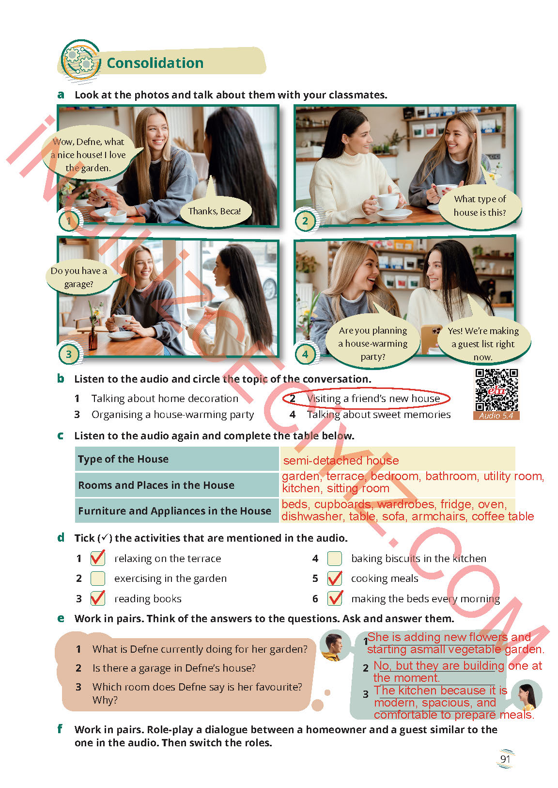 9. Sınıf Meb Yayınları İngilizce Ders Kitabı Sayfa 91 Cevapları