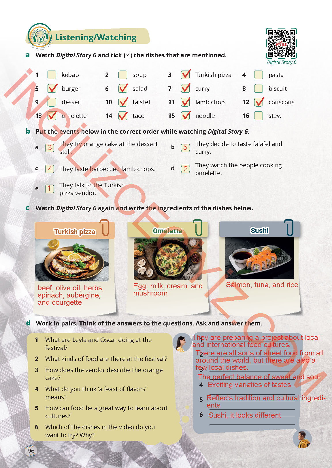 9. Sınıf Meb Yayınları İngilizce Ders Kitabı Sayfa 96 Cevapları