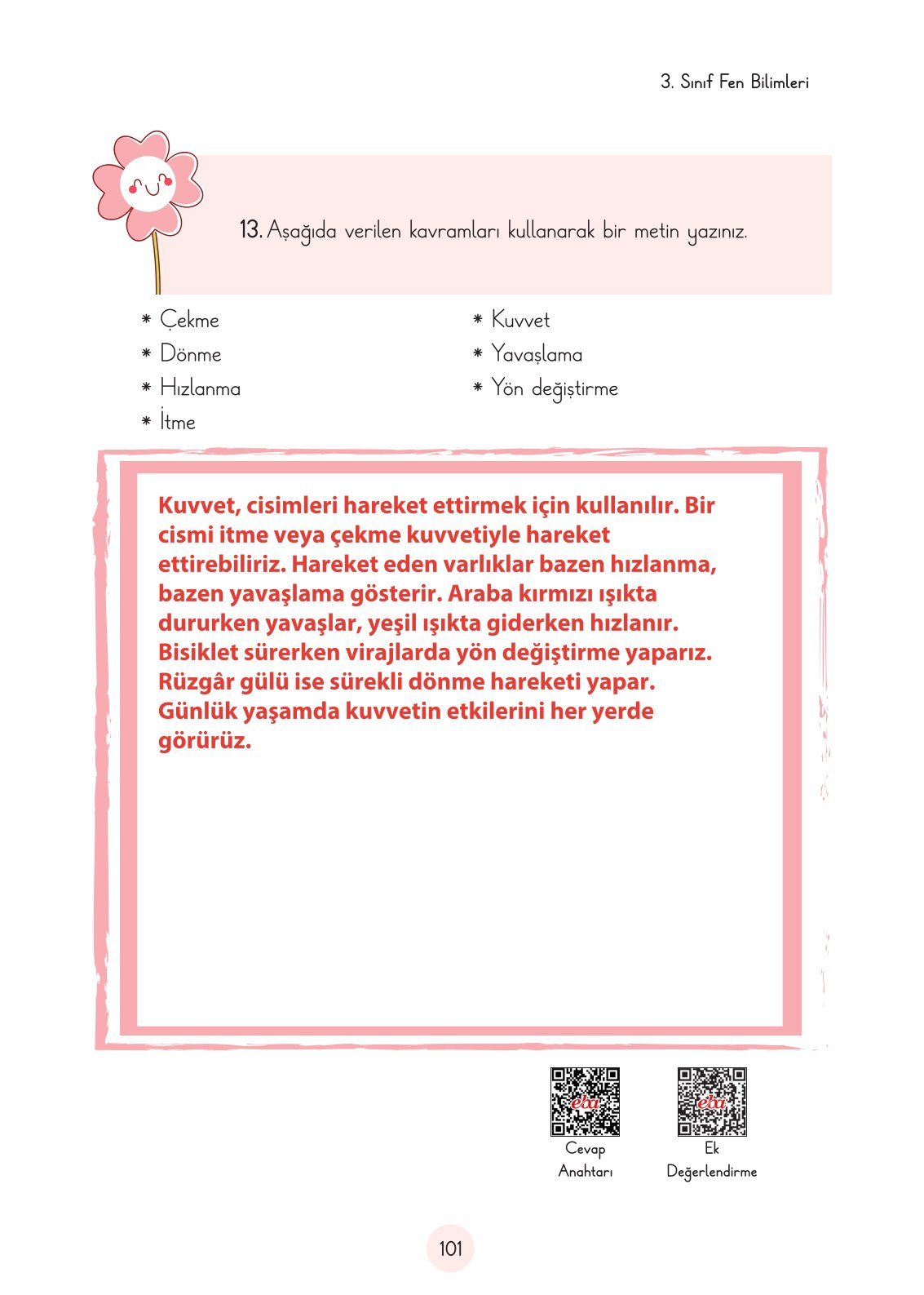 3. Sınıf Fen Bilimleri Ders Kitabı Cem Yayınları Sayfa 101 Cevapları