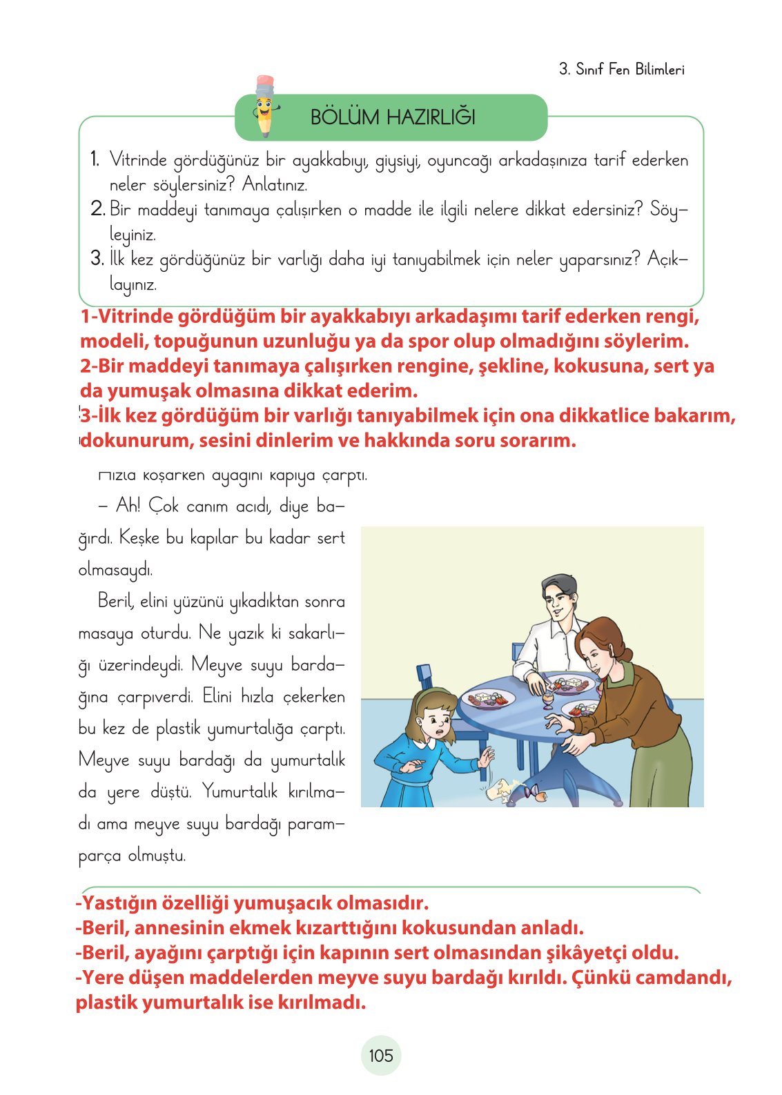 3. Sınıf Fen Bilimleri Ders Kitabı Cem Yayınları Sayfa 105 Cevapları
