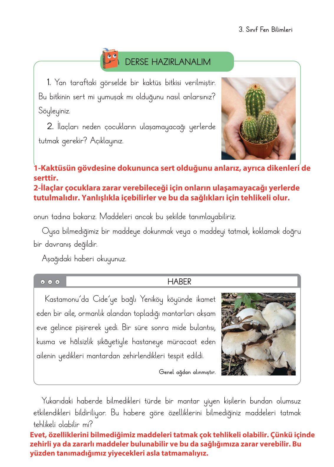 3. Sınıf Fen Bilimleri Ders Kitabı Cem Yayınları Sayfa 111 Cevapları