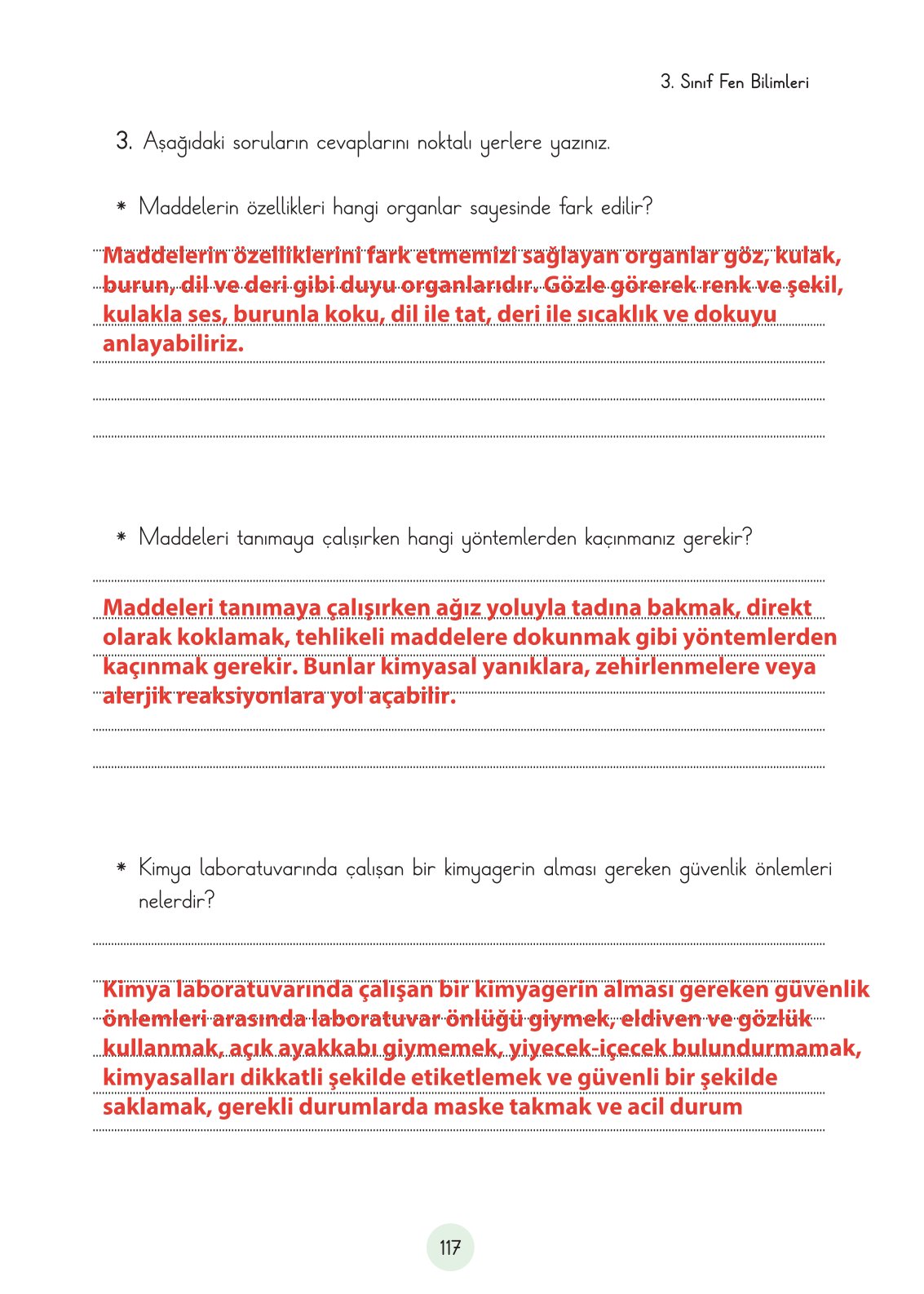 3. Sınıf Fen Bilimleri Ders Kitabı Cem Yayınları Sayfa 117 Cevapları