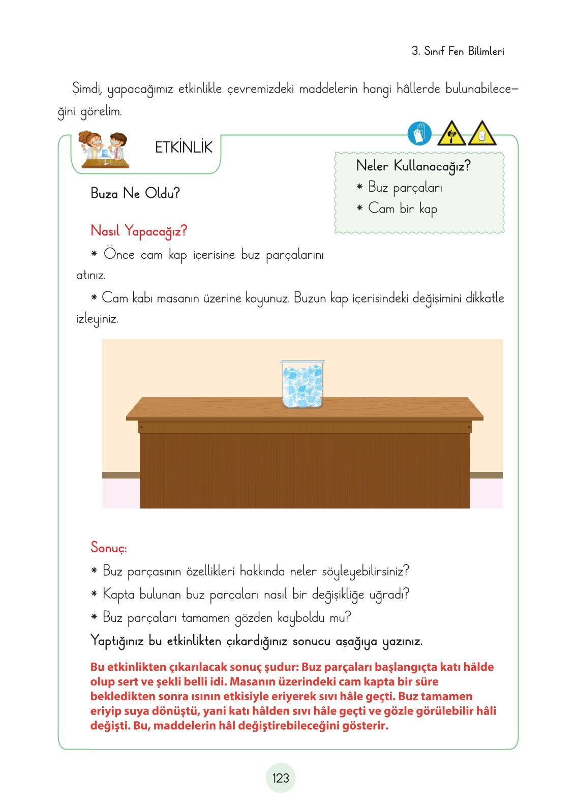 3. Sınıf Fen Bilimleri Ders Kitabı Cem Yayınları Sayfa 123 Cevapları
