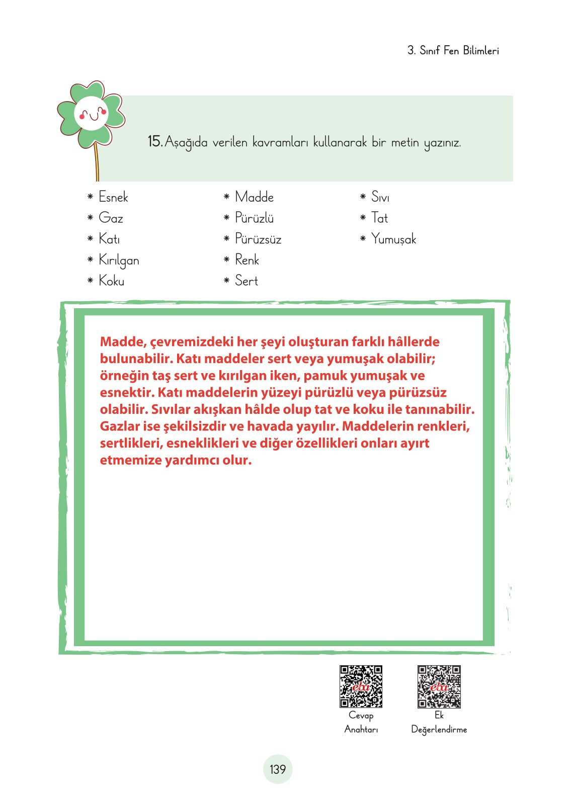 3. Sınıf Fen Bilimleri Ders Kitabı Cem Yayınları Sayfa 139 Cevapları