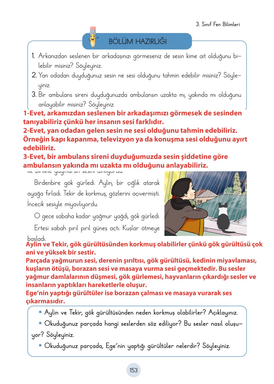 3. Sınıf Fen Bilimleri Ders Kitabı Cem Yayınları Sayfa 153 Cevapları