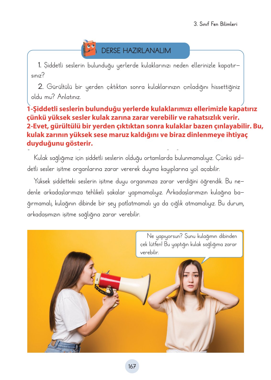 3. Sınıf Fen Bilimleri Ders Kitabı Cem Yayınları Sayfa 167 Cevapları