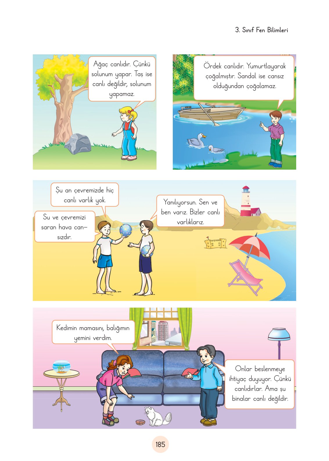 3. Sınıf Fen Bilimleri Ders Kitabı Cem Yayınları Sayfa 185 Cevapları