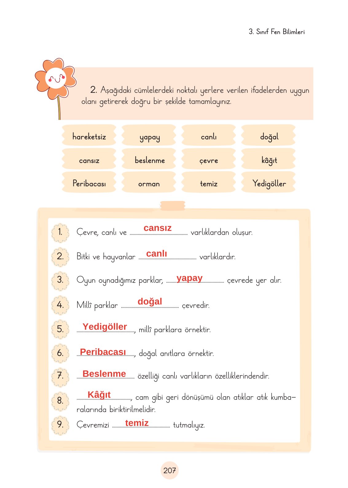 3. Sınıf Fen Bilimleri Ders Kitabı Cem Yayınları Sayfa 207 Cevapları 3. Sınıf Fen Bilimleri Ders Kitabı Cem Yayınları Sayfa 207 Cevapları