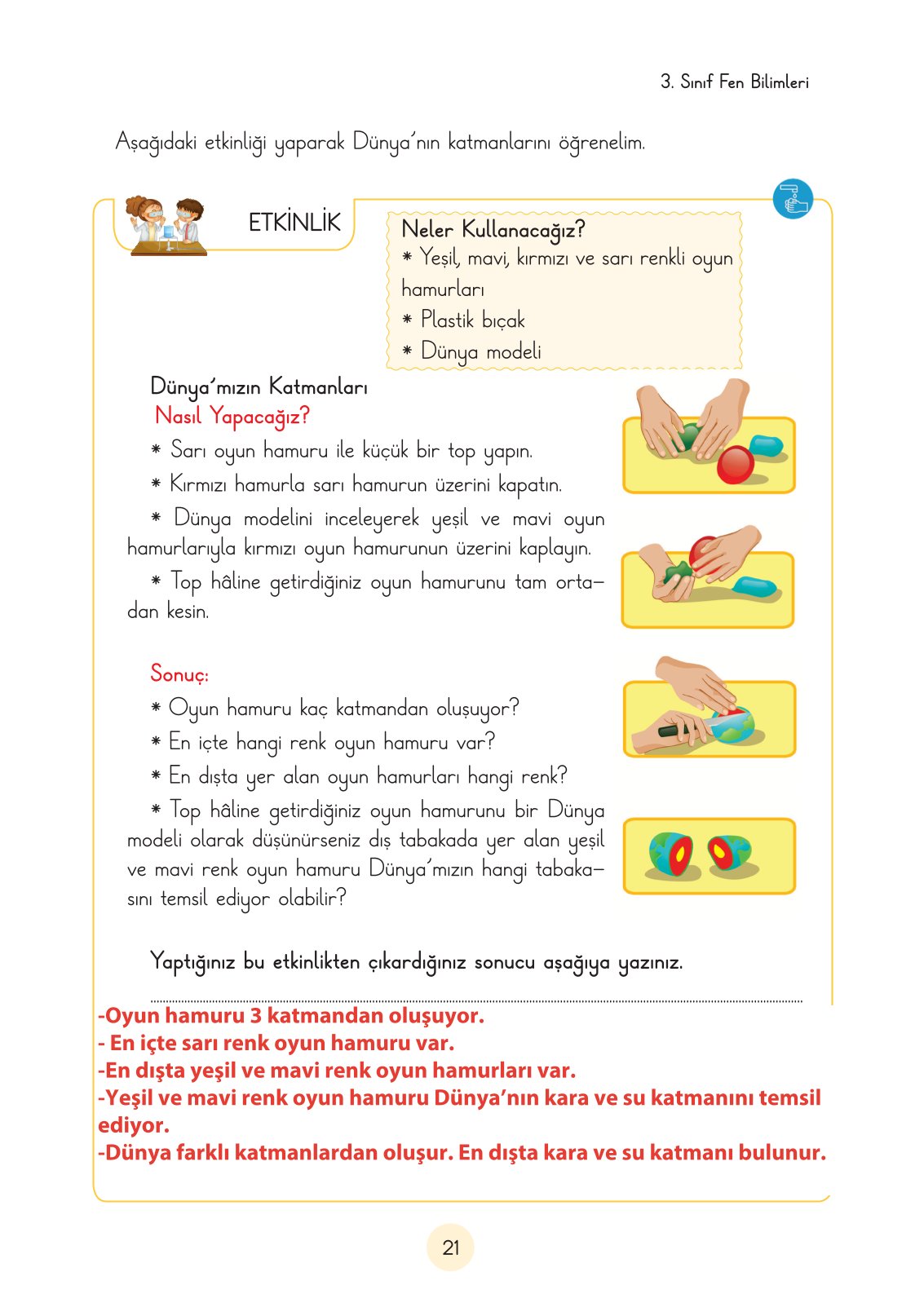 3. Sınıf Fen Bilimleri Ders Kitabı Cem Yayınları Sayfa 21 Cevapları