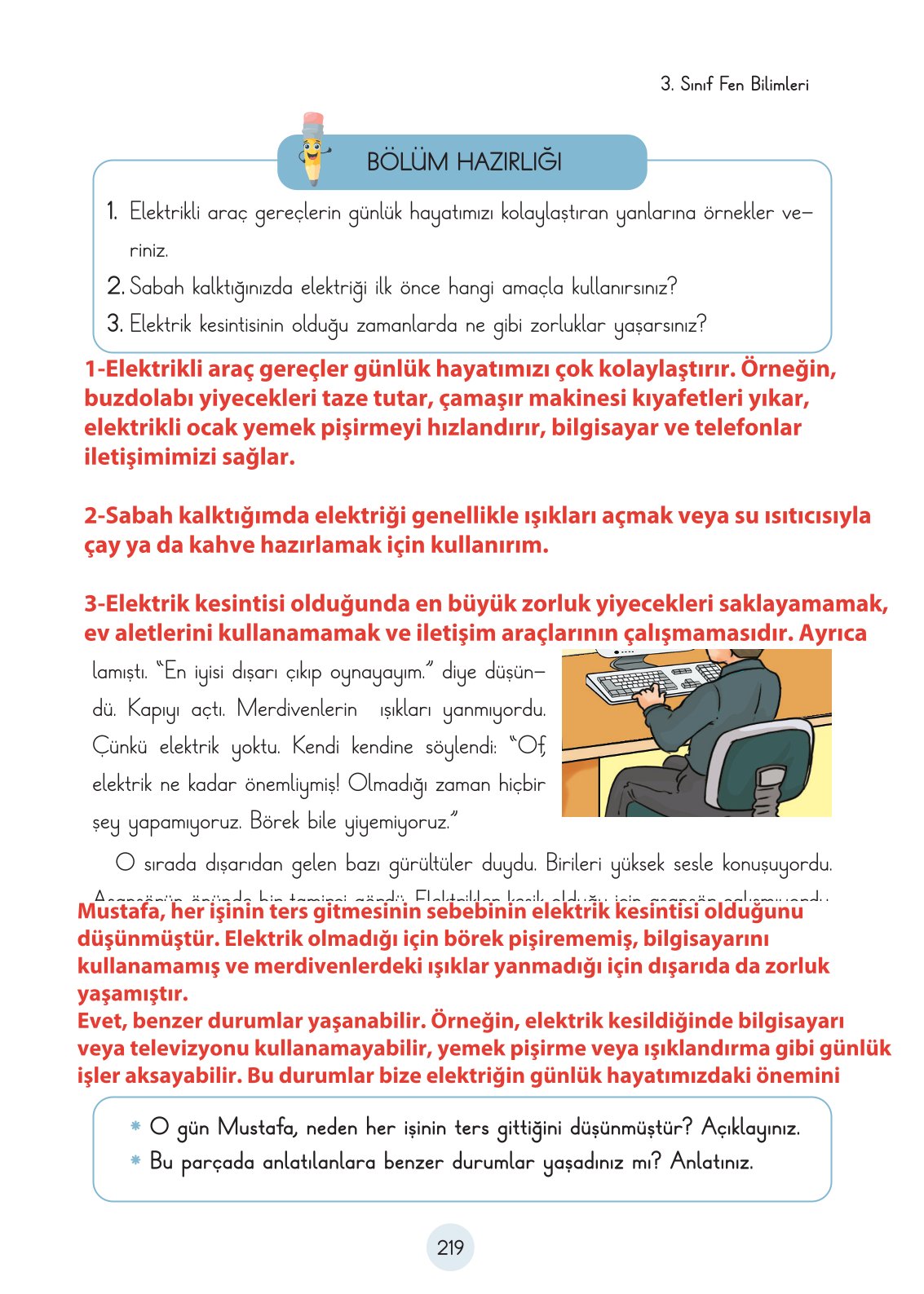 3. Sınıf Fen Bilimleri Ders Kitabı Cem Yayınları Sayfa 219 Cevapları