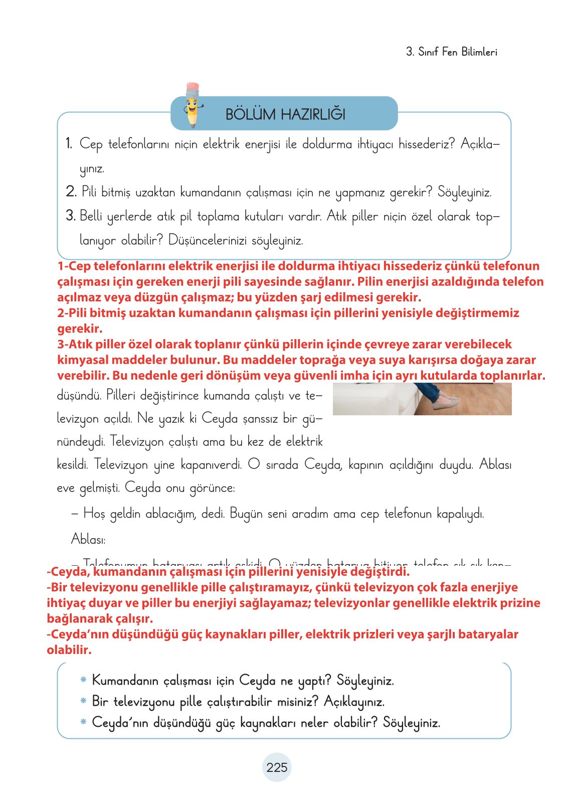 3. Sınıf Fen Bilimleri Ders Kitabı Cem Yayınları Sayfa 225 Cevapları