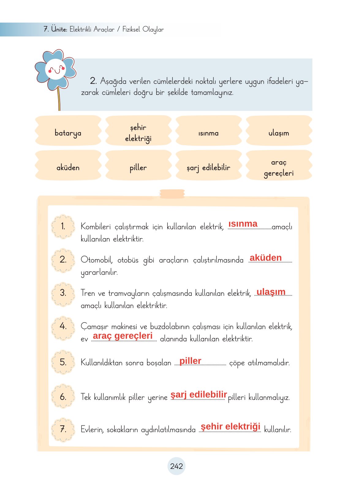 3. Sınıf Fen Bilimleri Ders Kitabı Cem Yayınları Sayfa 242 Cevapları