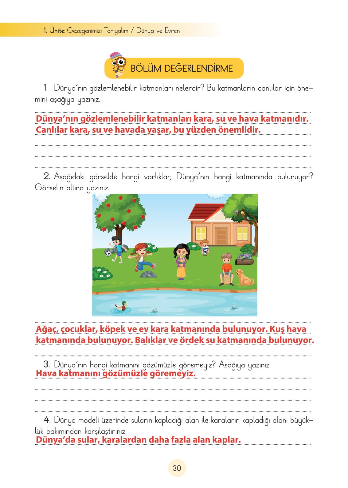 3. Sınıf Fen Bilimleri Ders Kitabı Cem Yayınları Sayfa 30 Cevapları