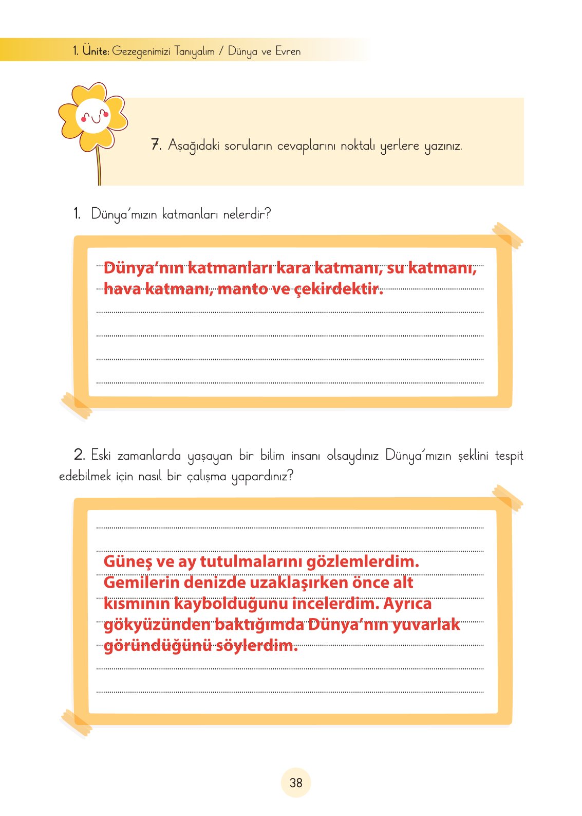 3. Sınıf Fen Bilimleri Ders Kitabı Cem Yayınları Sayfa 38 Cevapları