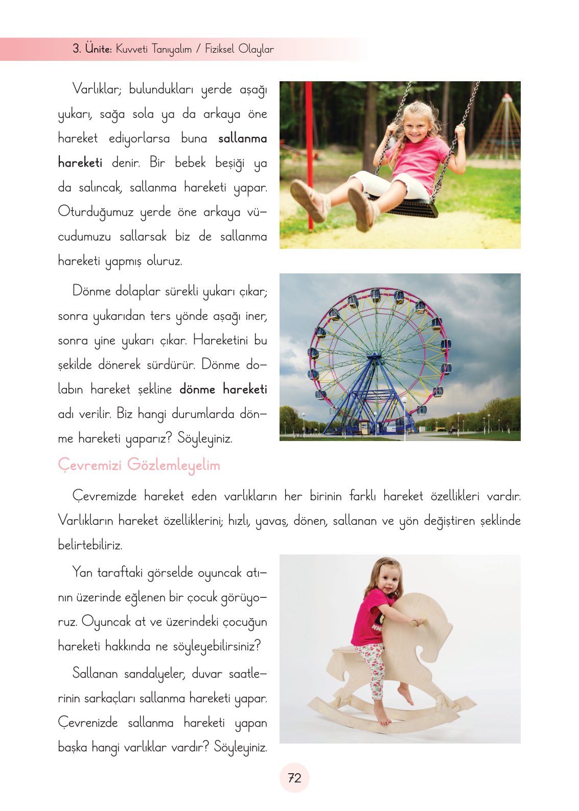 3. Sınıf Fen Bilimleri Ders Kitabı Cem Yayınları Sayfa 72 Cevapları