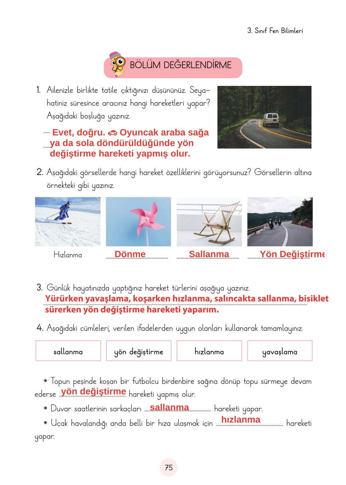 3. Sınıf Fen Bilimleri Ders Kitabı Cem Yayınları Sayfa 75 Cevapları